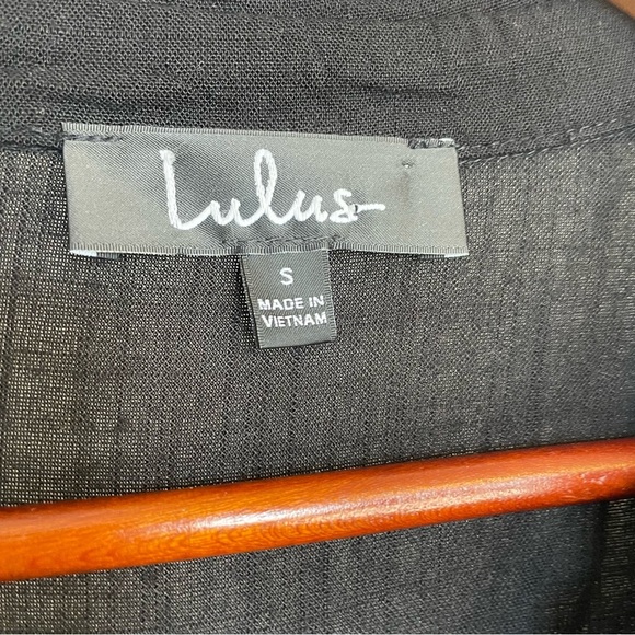 LULUS Women’s Black Button Down Mini Dress Short Sleeve Collar Size Small - Picture 2 of 8